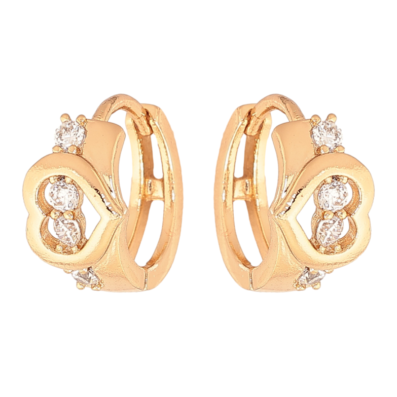 Серьги Xuping цвет позолота 18К колечки узор сердечки с кристаллами фото №1
