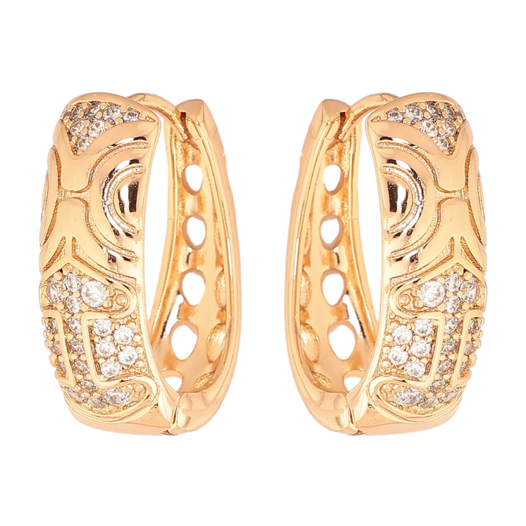 Серьги Xuping цвет позолота 18К колечки узор с кристаллами фото №20