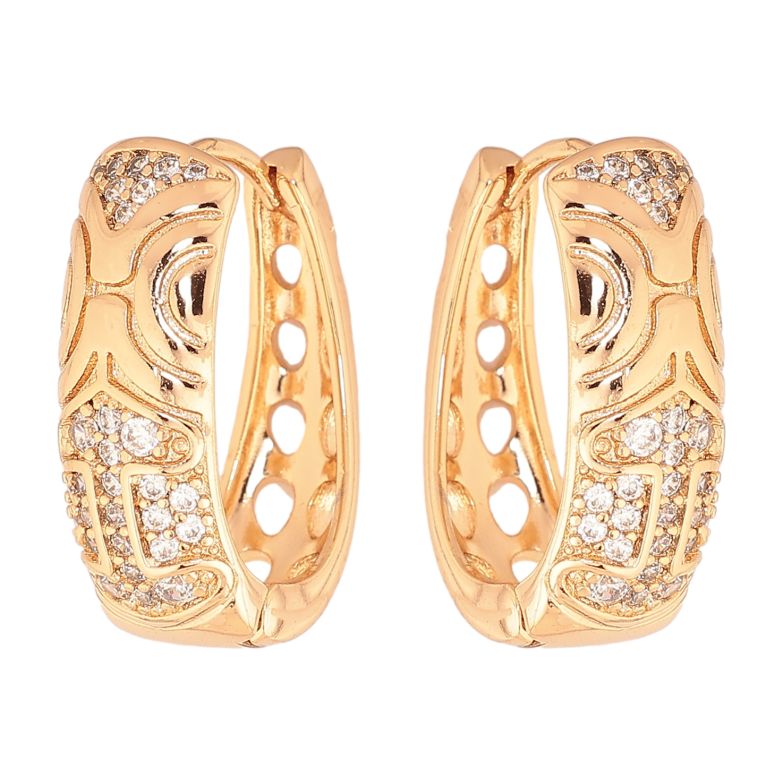 Серьги Xuping цвет позолота 18К колечки узор с кристаллами фото №4