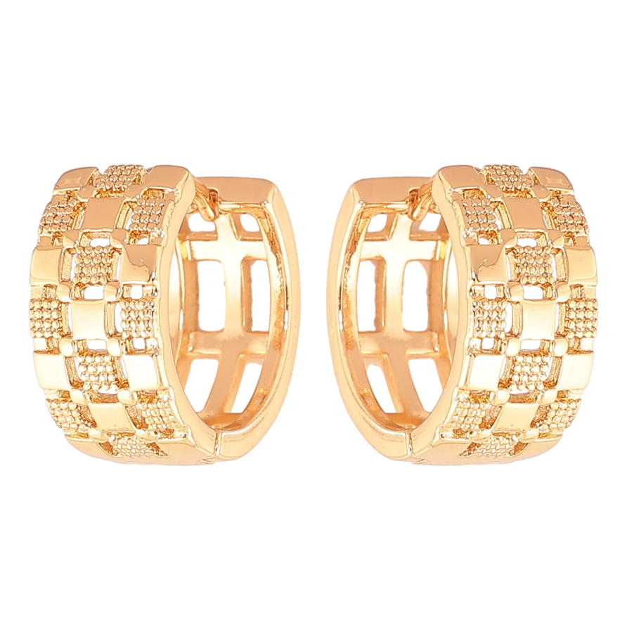 Сережки Xuping колір позолота 18К колечка декоративный узор фото №1