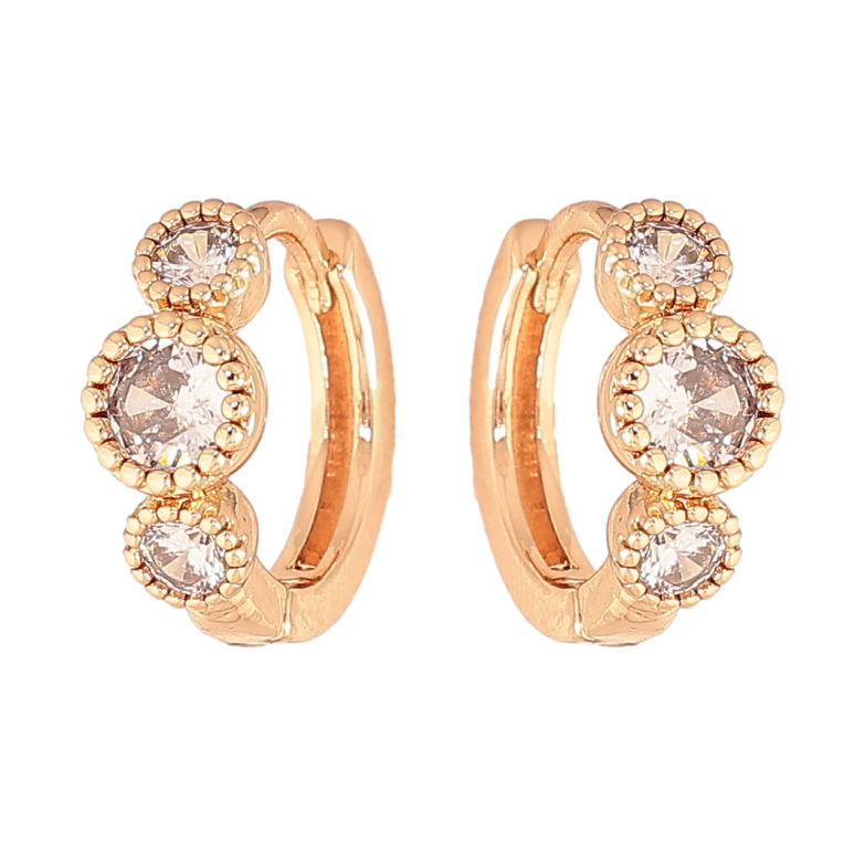 Сережки Xuping колір позолота 18К колечка візерунок з кристалами фото №1