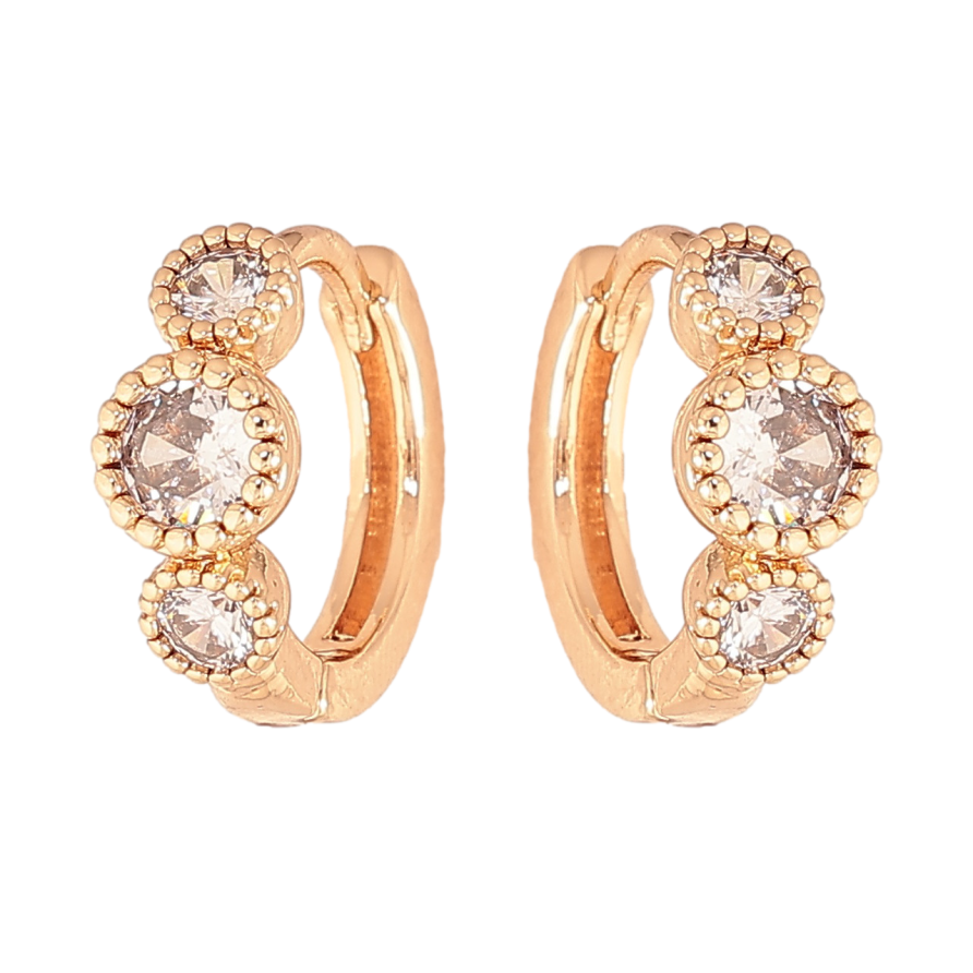 Серьги Xuping цвет позолота 18К колечки узор с кристаллами фото №1