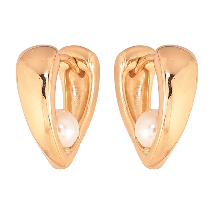 Серьги Xuping цвет позолота 18К колечки узор с жемчужинами фото №14