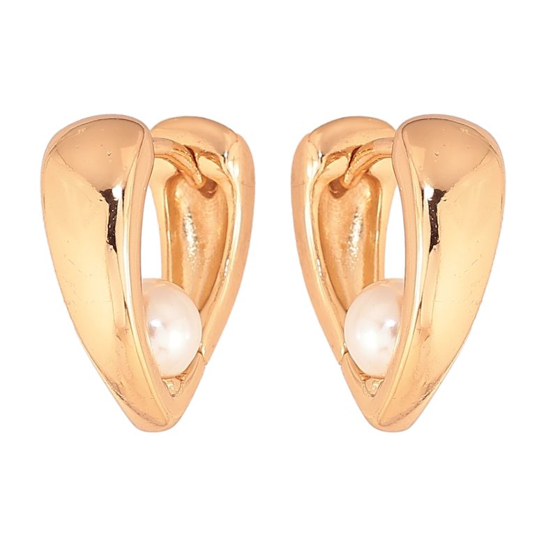 Серьги Xuping цвет позолота 18К колечки узор с жемчужинами фото №1