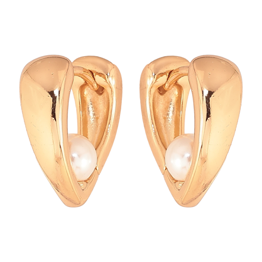 Серьги Xuping цвет позолота 18К колечки узор с жемчужинами фото №1