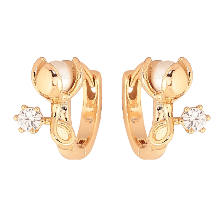 Серьги Xuping цвет позолота 18К колечки жемчужные бутоны с кристаллами фото №21