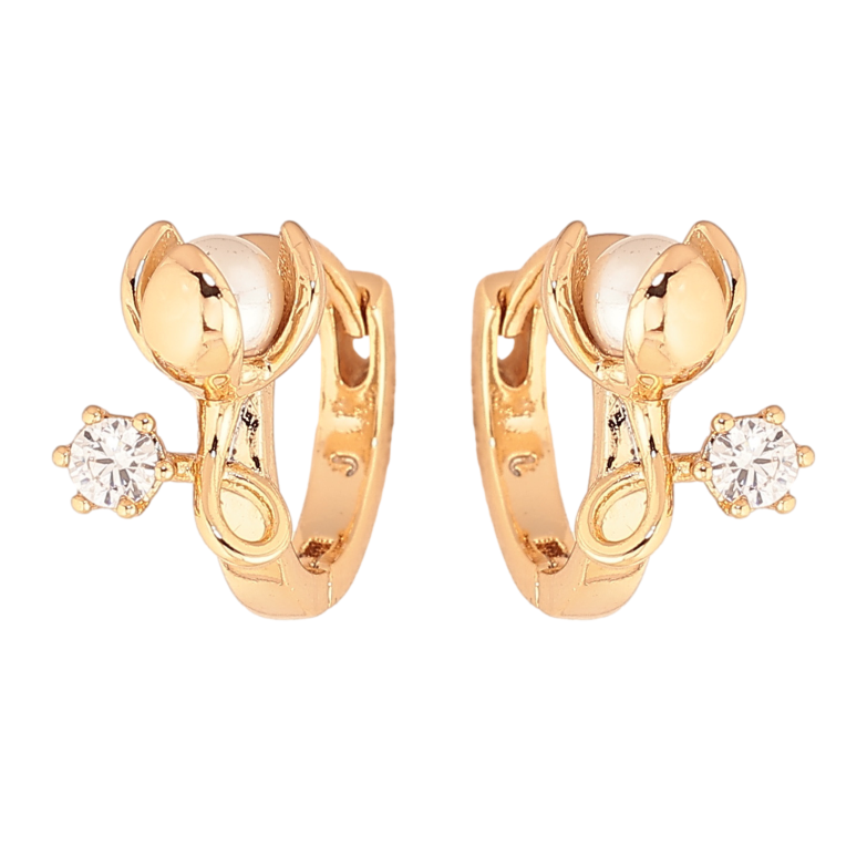 Серьги Xuping цвет позолота 18К колечки жемчужные бутоны с кристаллами фото №1