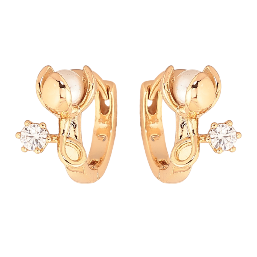 Серьги Xuping цвет позолота 18К колечки жемчужные бутоны с кристаллами фото №1