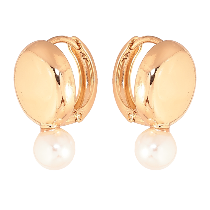 Серьги Xuping цвет позолота 18К колечки узор с жемчужинами фото №17