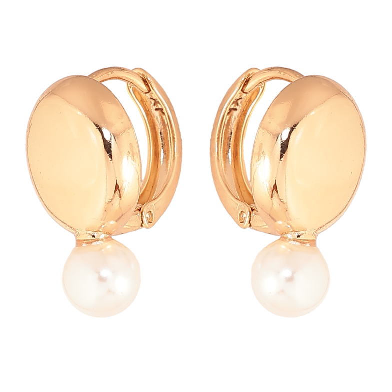 Серьги Xuping цвет позолота 18К колечки узор с жемчужинами фото №6