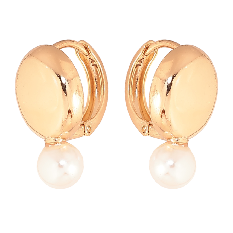 Серьги Xuping цвет позолота 18К колечки узор с жемчужинами фото №1