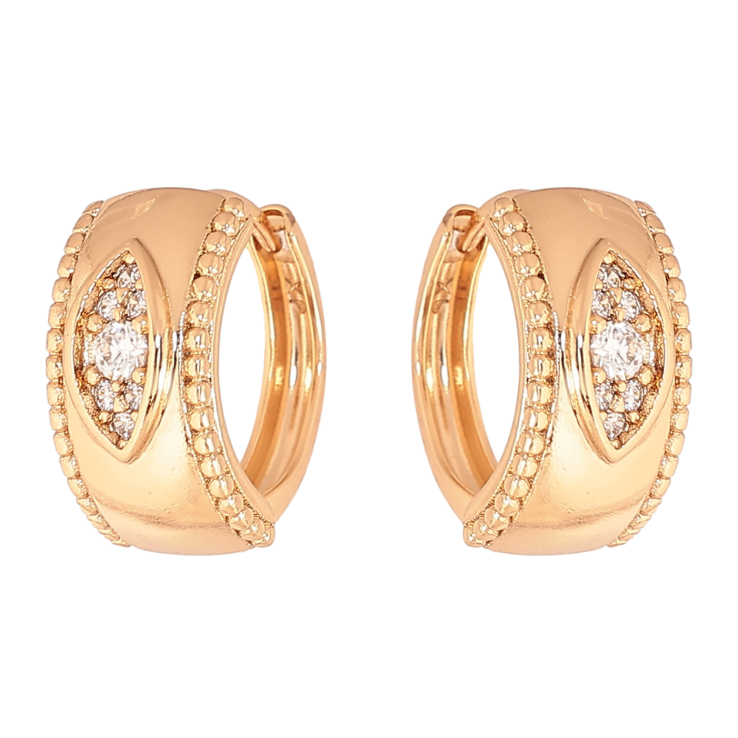 Серьги Xuping цвет позолота 18К колечки узор с кристаллами фото №12