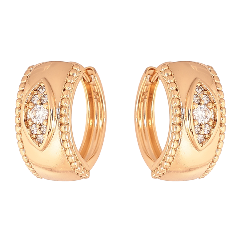 Серьги Xuping цвет позолота 18К колечки узор с кристаллами фото №3