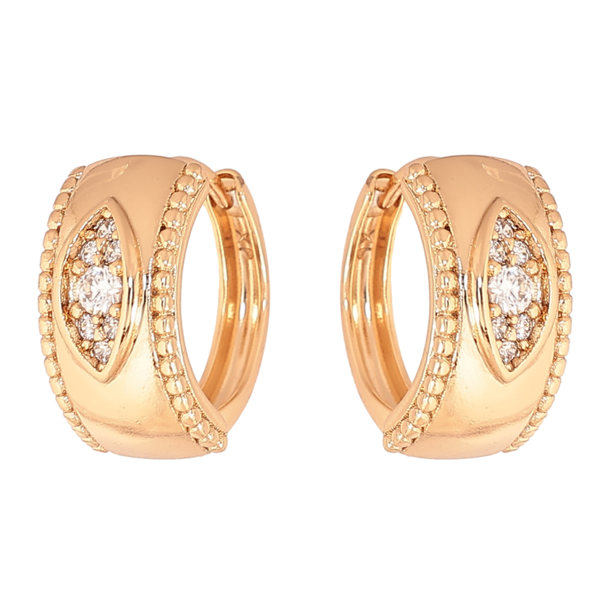 Серьги Xuping цвет позолота 18К колечки узор с кристаллами фото №1