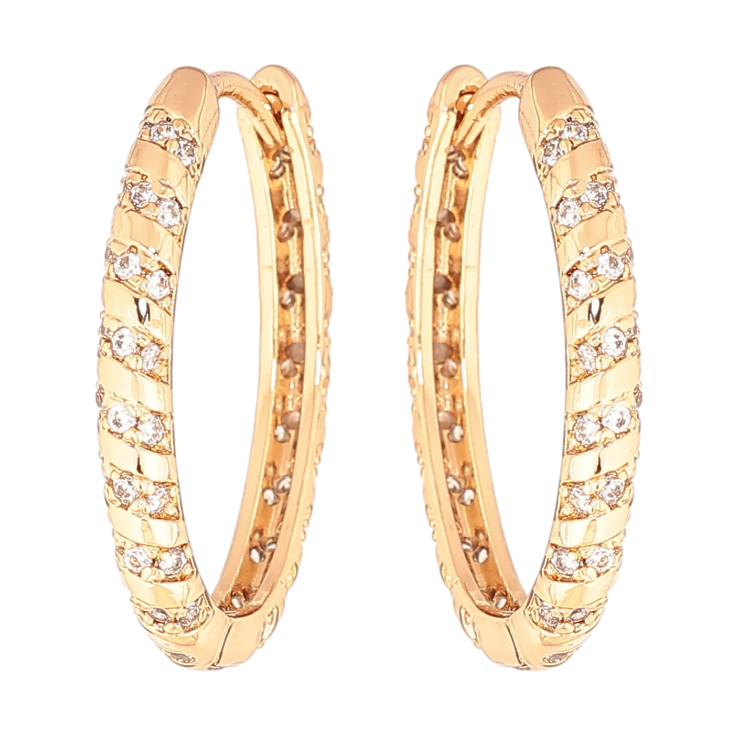 Серьги Xuping цвет позолота 18К колечки узор с кристаллами фото №20