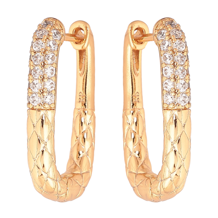 Серьги Xuping цвет позолота 18К колечки узор с кристаллами фото №11