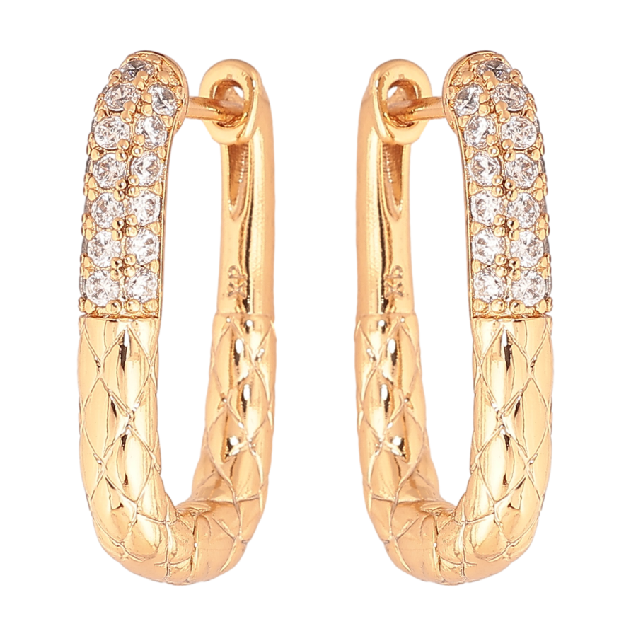 Серьги Xuping цвет позолота 18К колечки узор с кристаллами фото №1