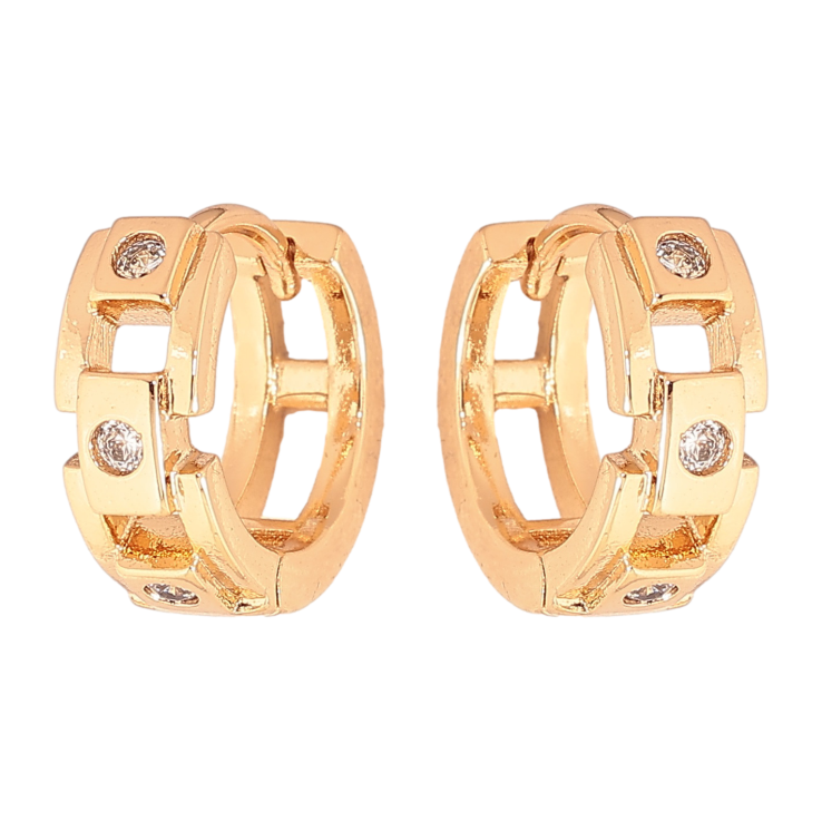 Серьги Xuping цвет позолота 18К колечки узор с кристаллами фото №10