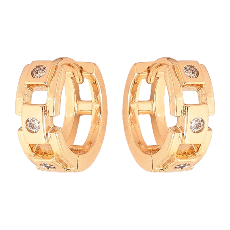 Сережки Xuping колір позолота 18К колечка візерунок з кристалами фото №2