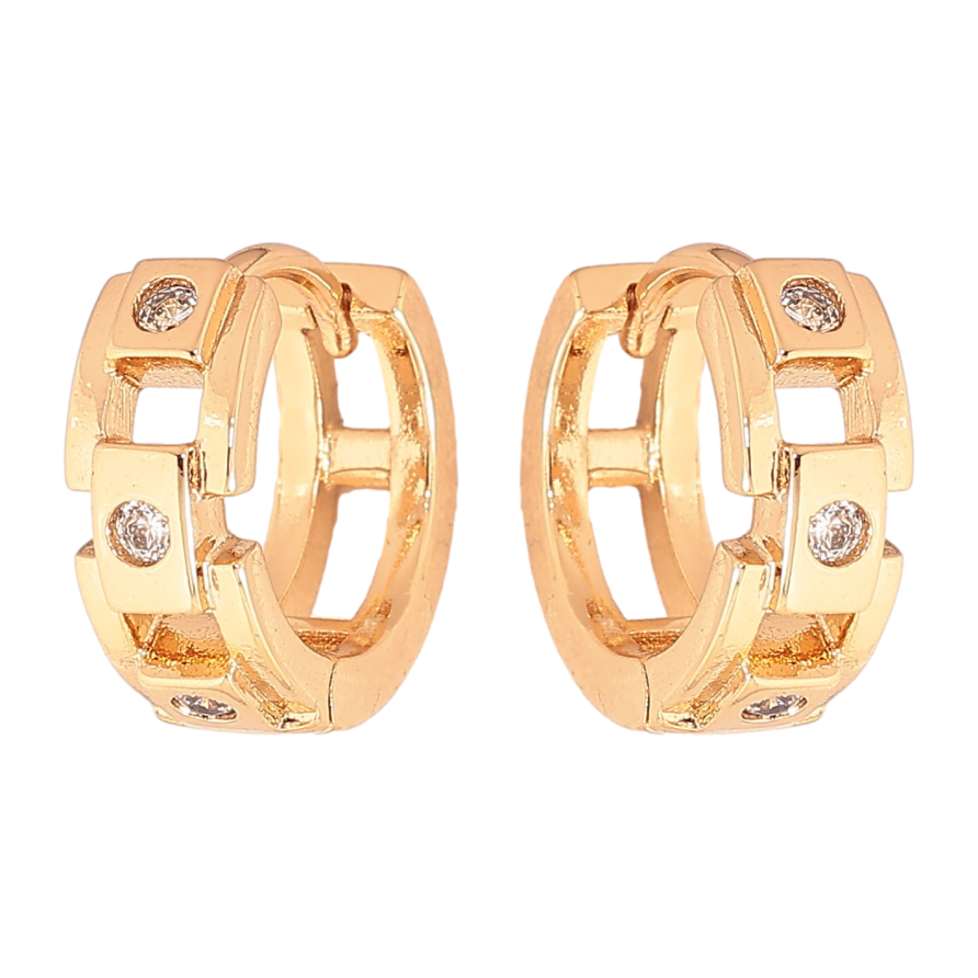 Серьги Xuping цвет позолота 18К колечки узор с кристаллами фото №1