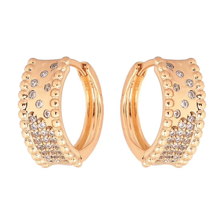 Серьги Xuping цвет позолота 18К колечки узор с кристаллами фото №9