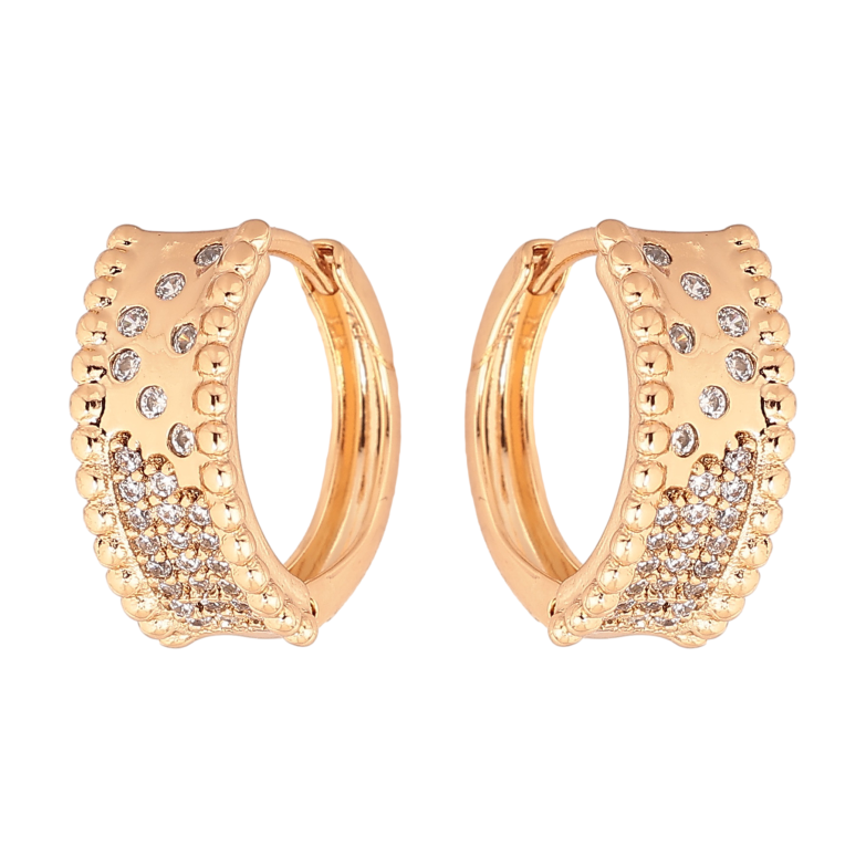 Сережки Xuping колір позолота 18К колечка візерунок з кристалами фото №1