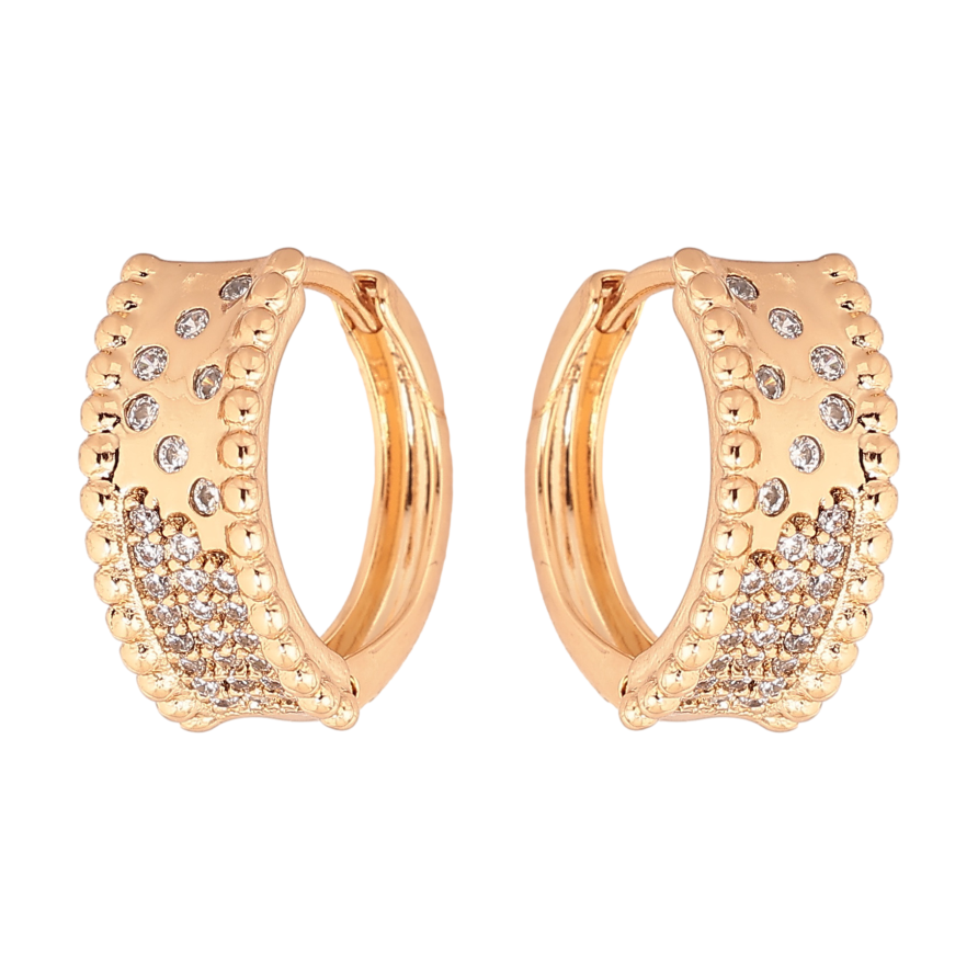 Серьги Xuping цвет позолота 18К колечки узор с кристаллами фото №1