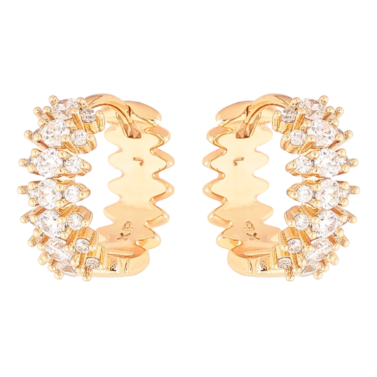 Серьги Xuping цвет позолота 18К колечки узор с кристаллами фото №7