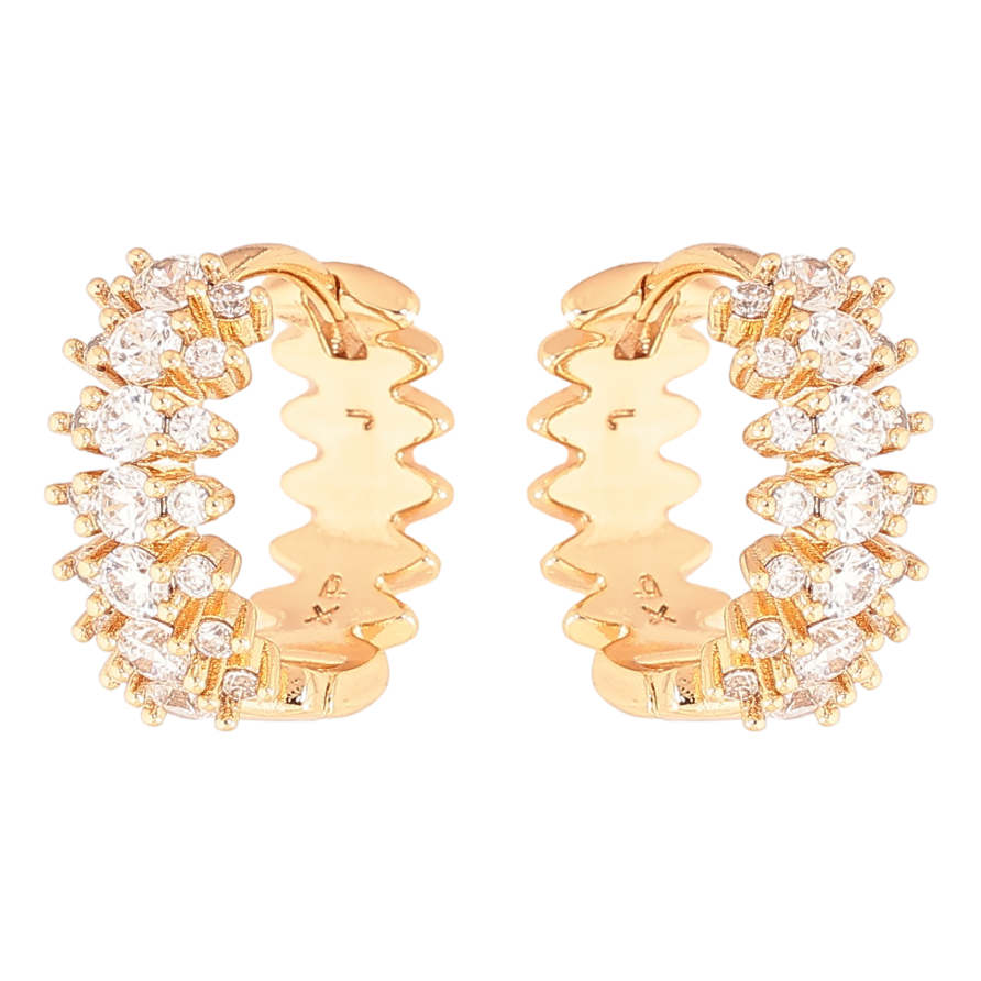 Серьги Xuping цвет позолота 18К колечки узор с кристаллами фото №1