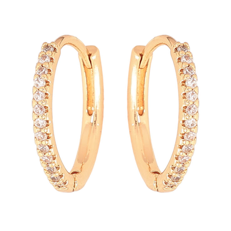 Серьги Xuping цвет позолота 18К колечки дорожки кристаллов фото №16