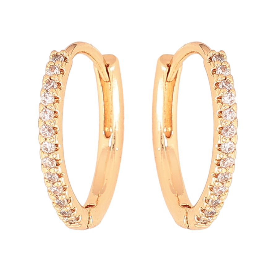 Сережки Xuping колір позолота 18К колечка доріжки кристалів фото №1