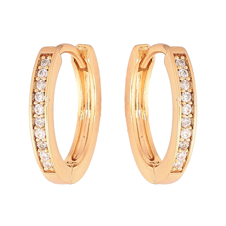 Серьги Xuping цвет позолота 18К колечки дорожки кристаллов фото №1