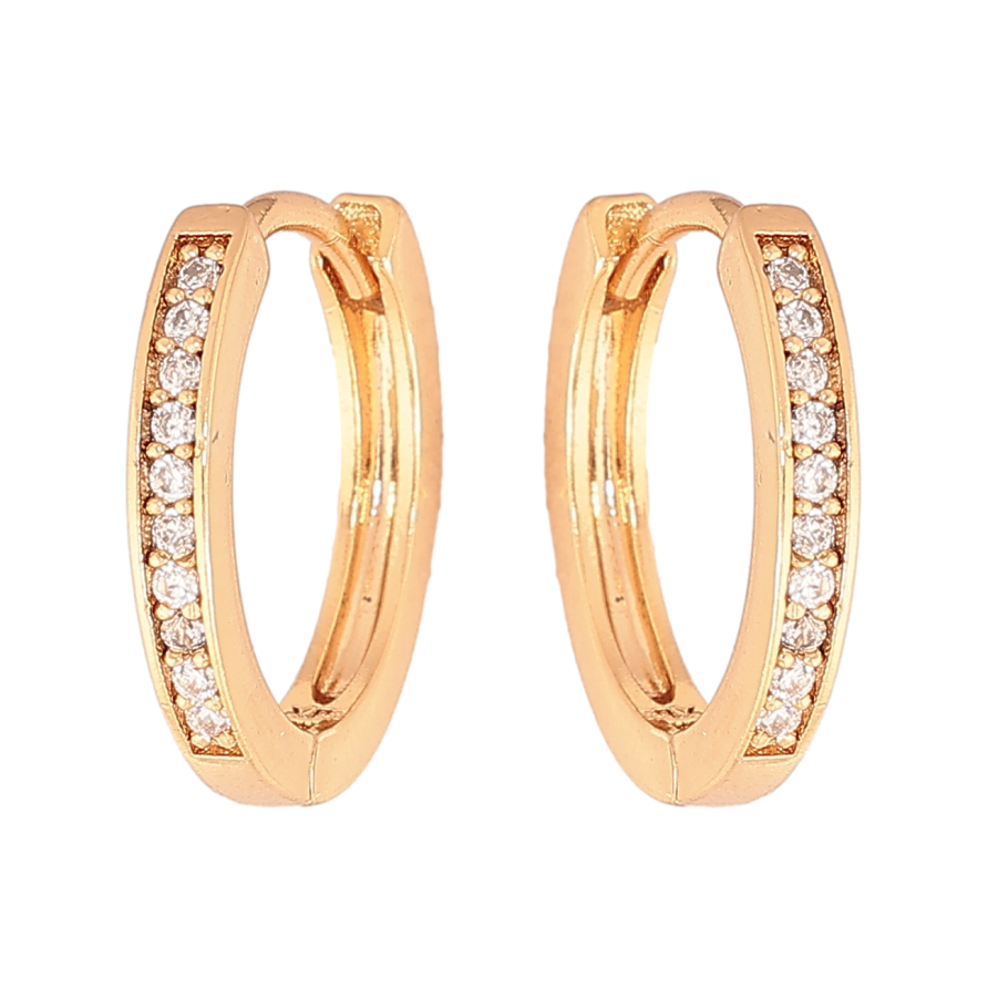 Сережки Xuping колір позолота 18К колечка доріжки кристалів фото №1