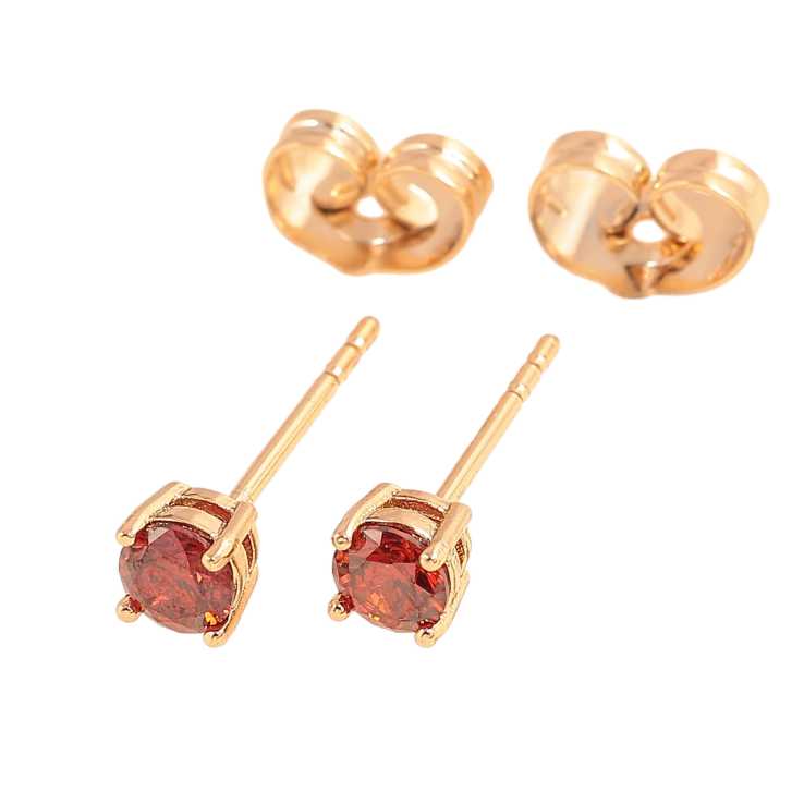 Серьги Xuping цвет позолота 18К пусеты красные кристаллы в 4-х крапановой оправе ø 4мм фото №15