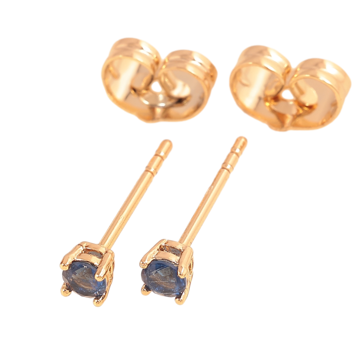 Серьги Xuping цвет позолота 18К пусеты синие кристаллы в 4-х крапановой оправе ø 3мм фото №9