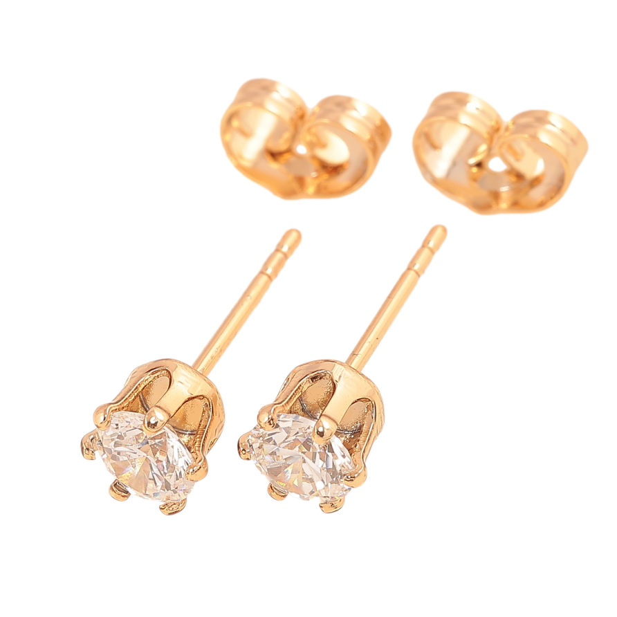 Серьги Xuping цвет позолота 18К пусеты кристаллы в 6-ти крапановой оправе ø 5мм фото №1