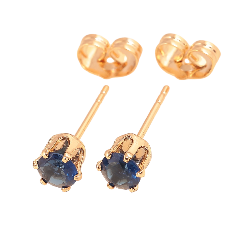 Серьги Xuping цвет позолота 18К пусеты синие кристаллы в 6-ти крапановой оправе ø 5мм фото №1 Серьги Xuping цвет позолота 18К пусеты синие кристаллы в 6-ти крапановой оправе ø 5мм фото №1