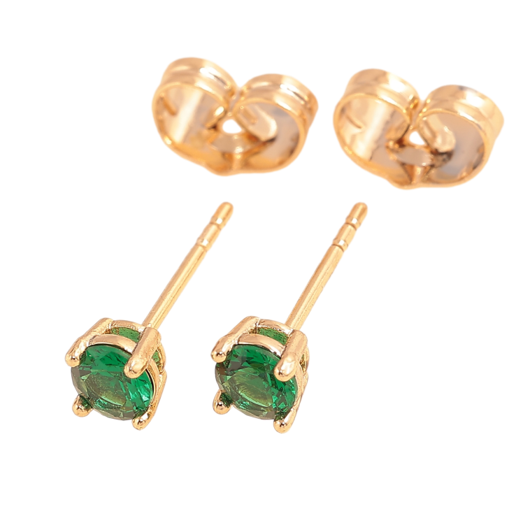 Серьги Xuping цвет позолота 18К пусеты зеленые кристаллы в 4-х крапановой оправе ø 4мм фото №17