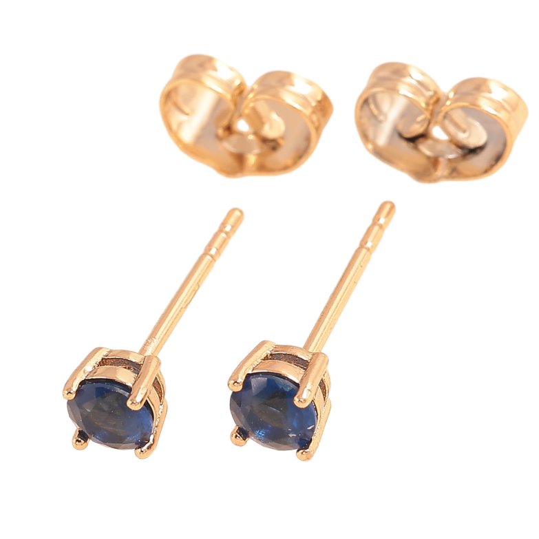Сережки Xuping колір позолота 18К пусети сині кристали в 4-х крапановій оправі ø 4мм фото №1