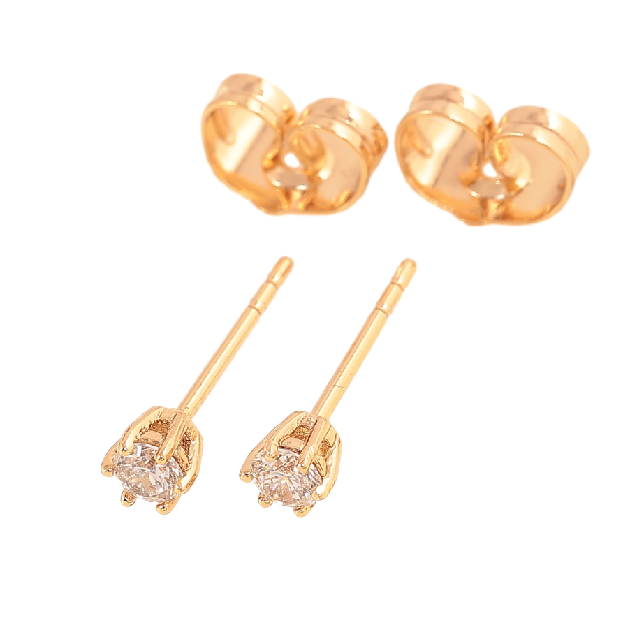 Сережки Xuping колір позолота 18К пусети кристали в 6-ти крапановій оправі ø 3мм фото №1