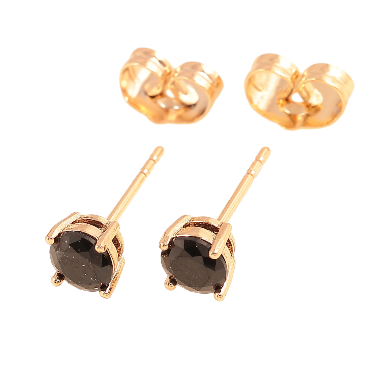 Серьги Xuping цвет позолота 18К пусеты черные кристаллы в 4-х крапановой оправе ø 5мм фото №20