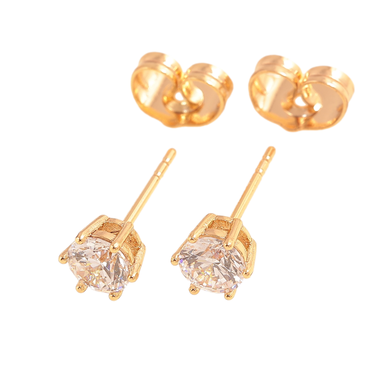 Серьги Xuping цвет позолота 18К пусеты кристаллы в 6-ти крапановой оправе ø 5мм фото №14