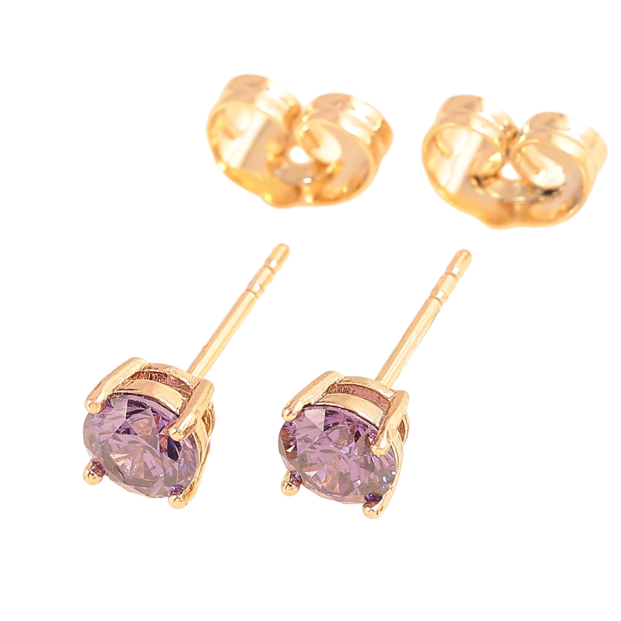 Серьги Xuping цвет позолота 18К пусеты сиреневые кристаллы в 4-х крапановой оправе ø 5мм фото №1 Серьги Xuping цвет позолота 18К пусеты сиреневые кристаллы в 4-х крапановой оправе ø 5мм фото №1