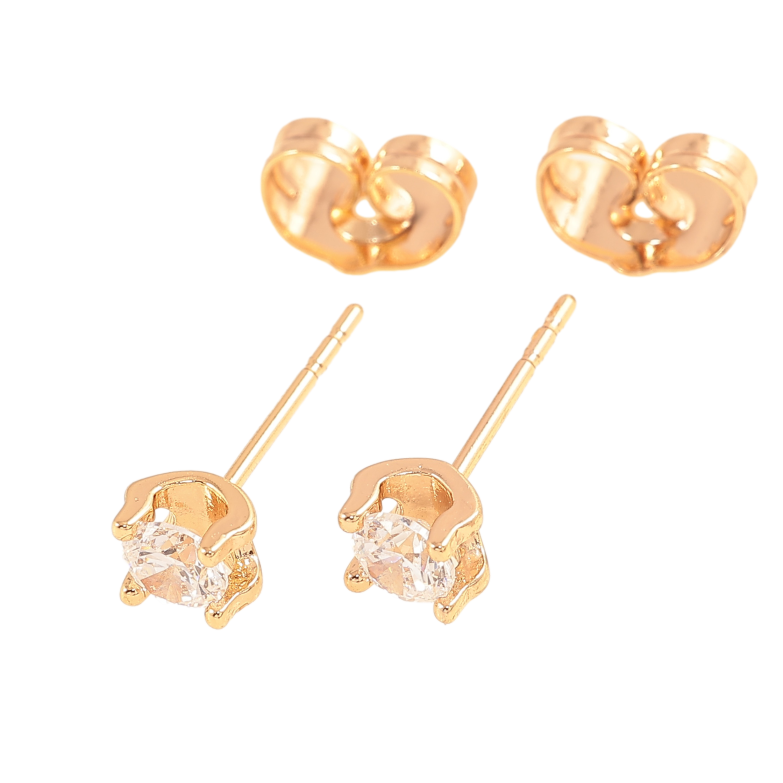 Серьги Xuping цвет позолота 18К пусеты кристаллы в 4-х крапановой оправе ø 4мм фото №1