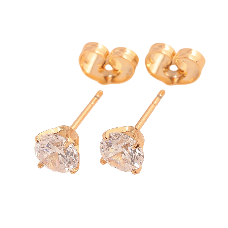 Сережки Xuping колір позолота 18К пусети кристали в 4-х крапановій оправі ø 6мм фото №1