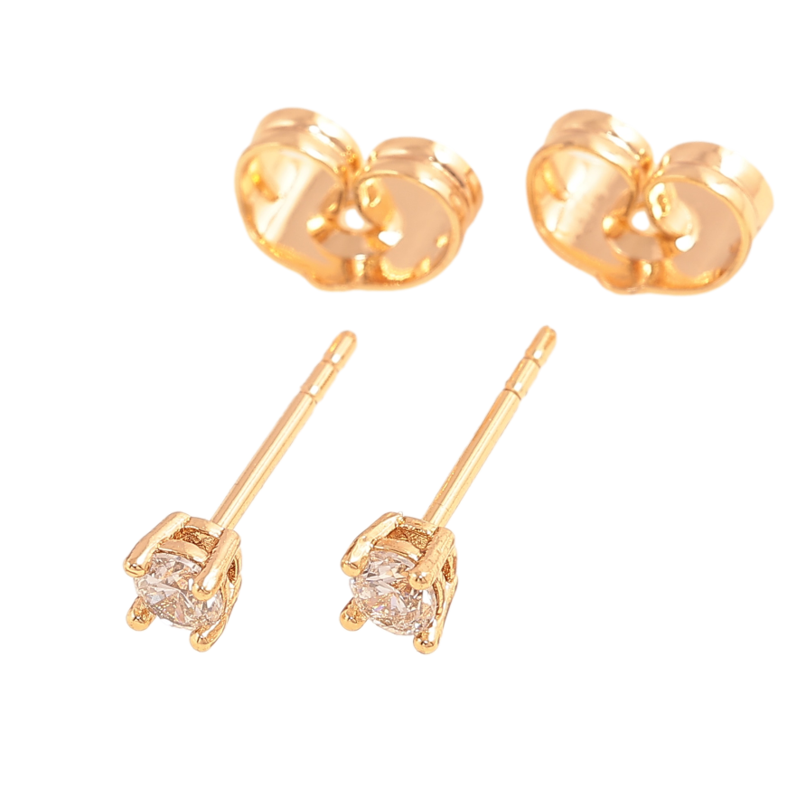 Сережки Xuping колір позолота 18К пусети кристали в 4-х крапановій оправі ø 3мм фото №1