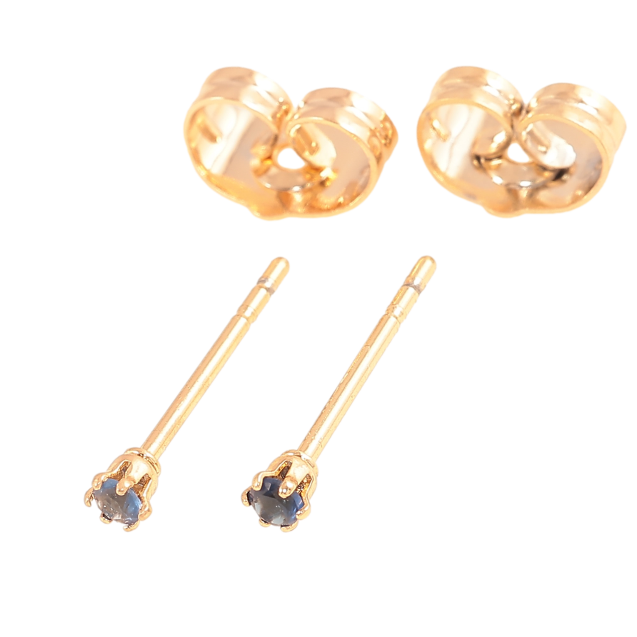 Серьги Xuping цвет позолота 18К пусеты синие кристаллы в 6-ти крапановой оправе ø 2мм фото №1