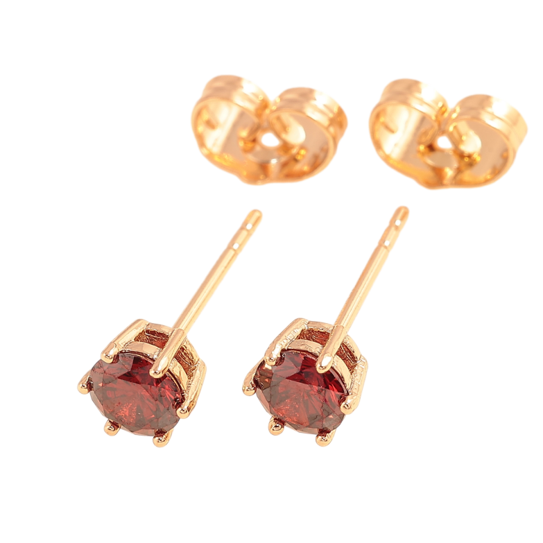 Сережки Xuping колір позолота 18К пусети червоні кристали в 6-ти крапановій оправі ø 5мм фото №1 Сережки Xuping колір позолота 18К пусети червоні кристали в 6-ти крапановій оправі ø 5мм фото №1