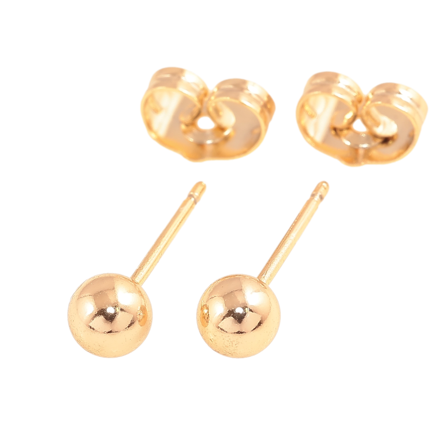 Серьги Xuping цвет позолота 18К пусеты шарики ø 5мм фото №1