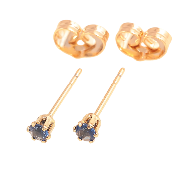 Серьги Xuping цвет позолота 18К пусеты синие кристаллы в 6-ти крапановой оправе ø 3мм фото №15